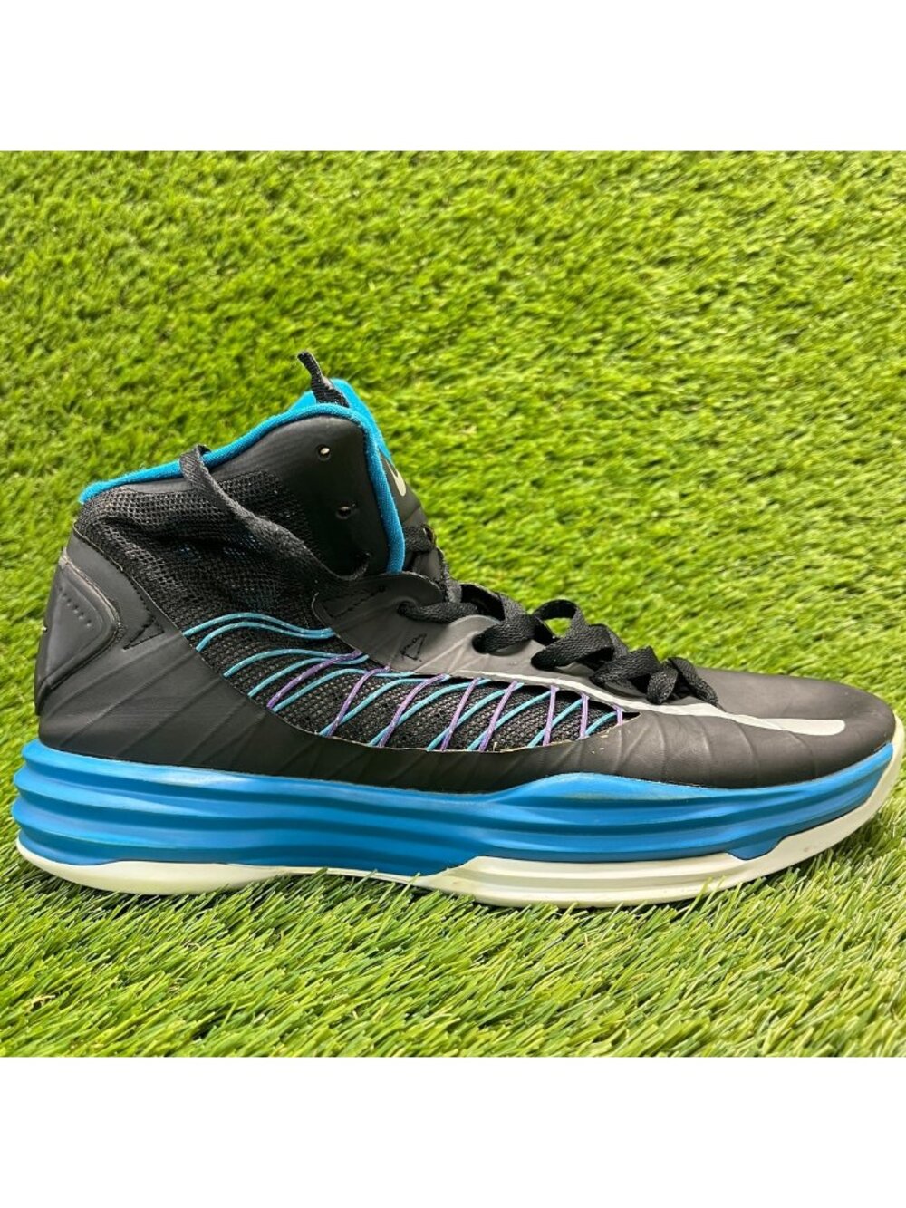Nike Hyperdunk 2012 XDR Womens Size 8.5 Black Blue Basketball Shoes Sneakers